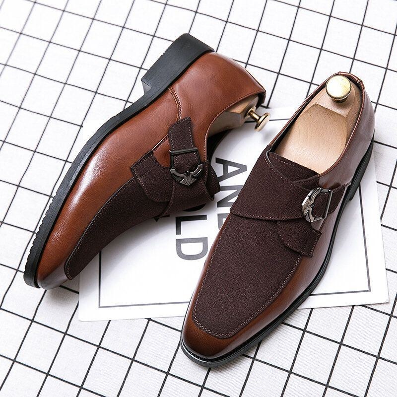 Herre Retro Metalspænde Læder Splejsning Syntetisk Ruskind Behagelige Bærbare Business Casual Sko