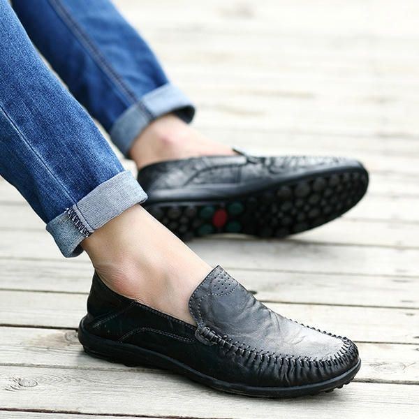 Mænds Big Size Slip On Læder Formelle Sko Blød Sål Business Sko