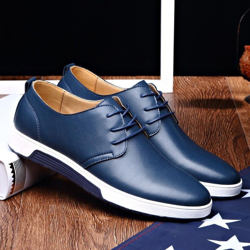 Mænds Bløde Læder Casual Business Office Flat Oxfords
