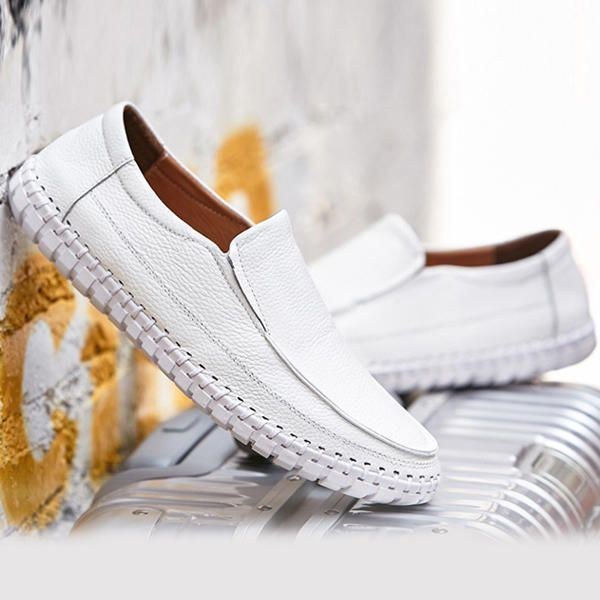 Mænds Ren Farve Blødt Læder Slip On Casual Flat Oxfords