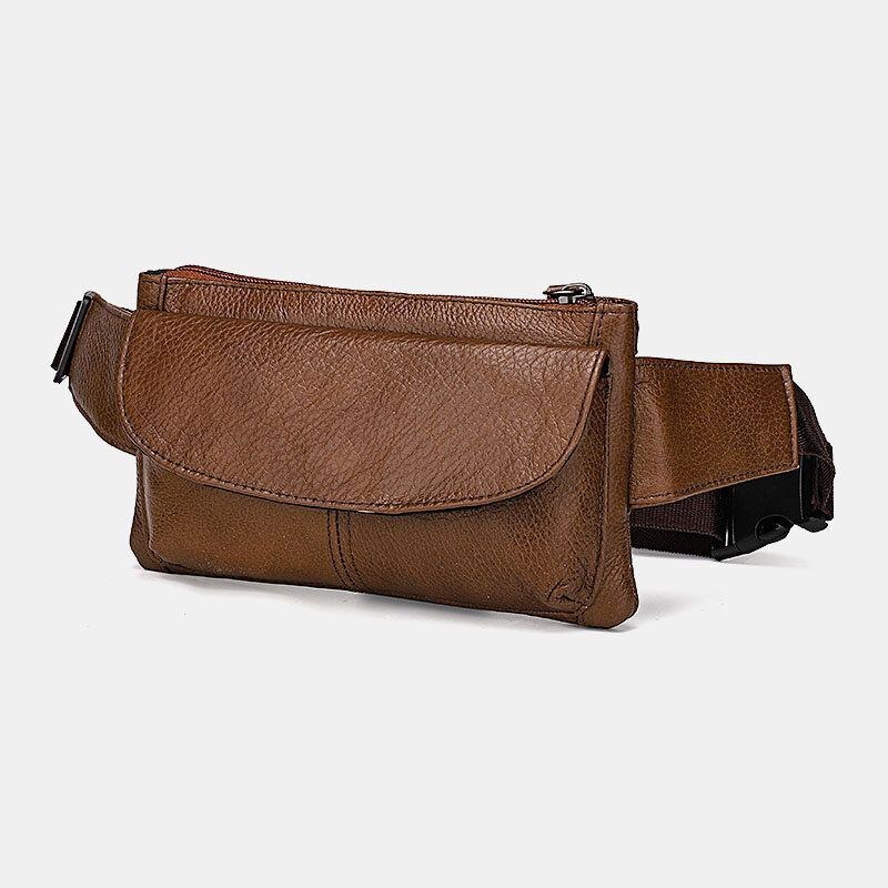 Herre Ægte Læder Multi-lomme Anti-tyveri Multifunktionel Crossbody Taske Brysttaske Sling Bag