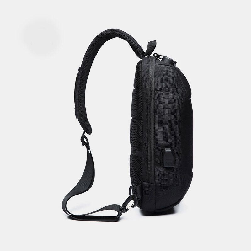 Herre Anti-tyveri Usb Opladning Flerlag Vandtæt Crossbody Taske Brysttaske Sling Bag