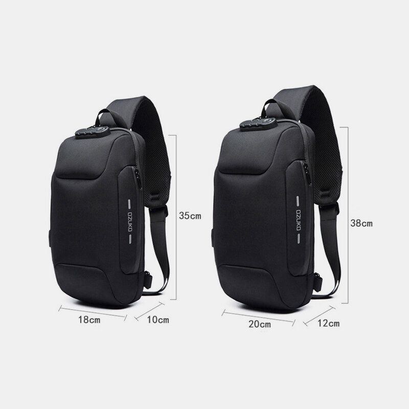 Herre Anti-tyveri Usb Opladning Flerlag Vandtæt Crossbody Taske Brysttaske Sling Bag
