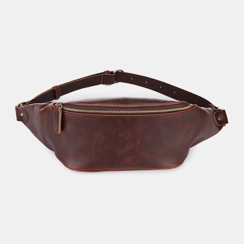 Herre Imiteret Læder Retro Sport Multi-bære Taljetaske Sling Bag Brysttaske