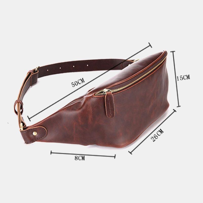 Herre Imiteret Læder Retro Sport Multi-bære Taljetaske Sling Bag Brysttaske