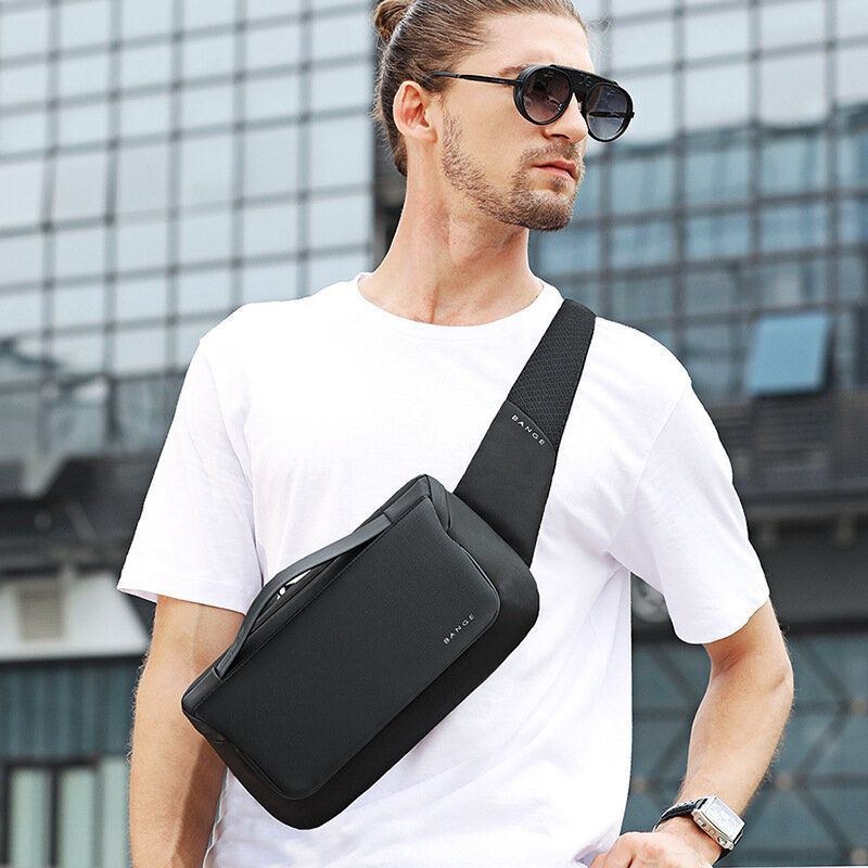 Herre Multi-carry Sport Casual Business Ensfarvet Skuldertaske Brysttaske