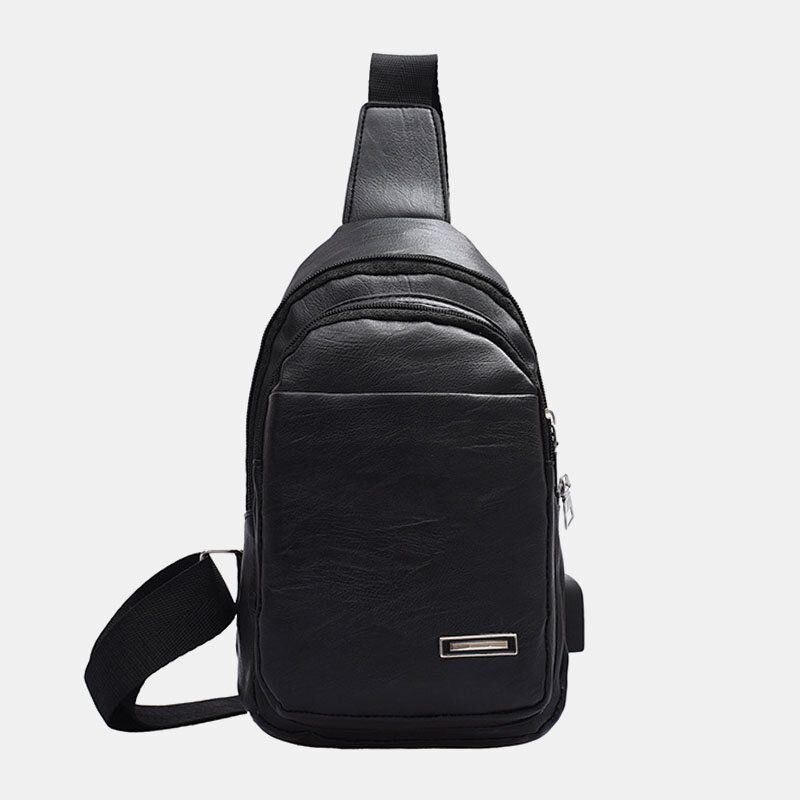 Herre Multi-pocket Pu Læder Crossbody Bag Brysttaske Sling Bag