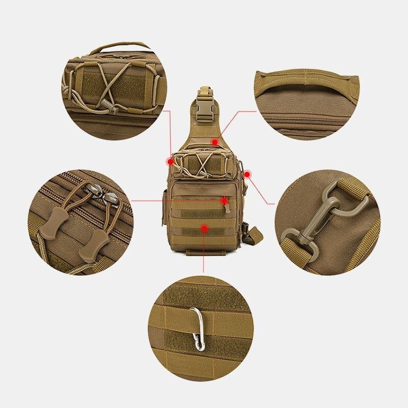 Herre Nylon Camouflage Multifunktion Stor Kapacitet Udendørs Fiskeri Crossbody Tasker Brysttaske Tactical Bag