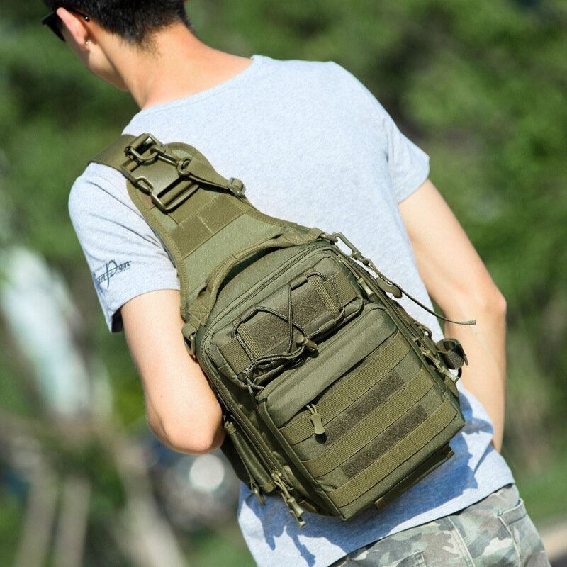 Herre Nylon Camouflage Multifunktion Stor Kapacitet Udendørs Fiskeri Crossbody Tasker Brysttaske Tactical Bag