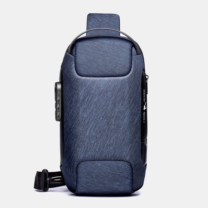 Herre Oxford Adgangskode Usb-opladning Anti-tyveri Flerlags Vandtæt Crossbody-taske Brysttaske Sling Bag
