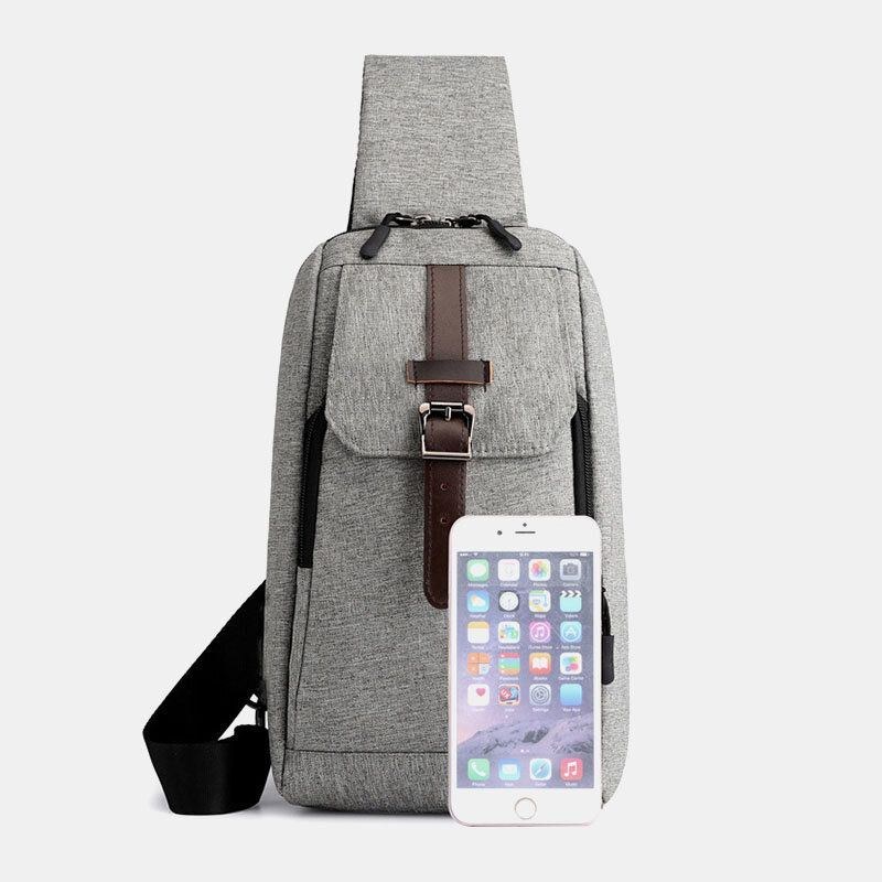 Herre Oxford Casual Slidbestandig Multifunktions Usb-opladningsbrysttaske Crossbody-taske