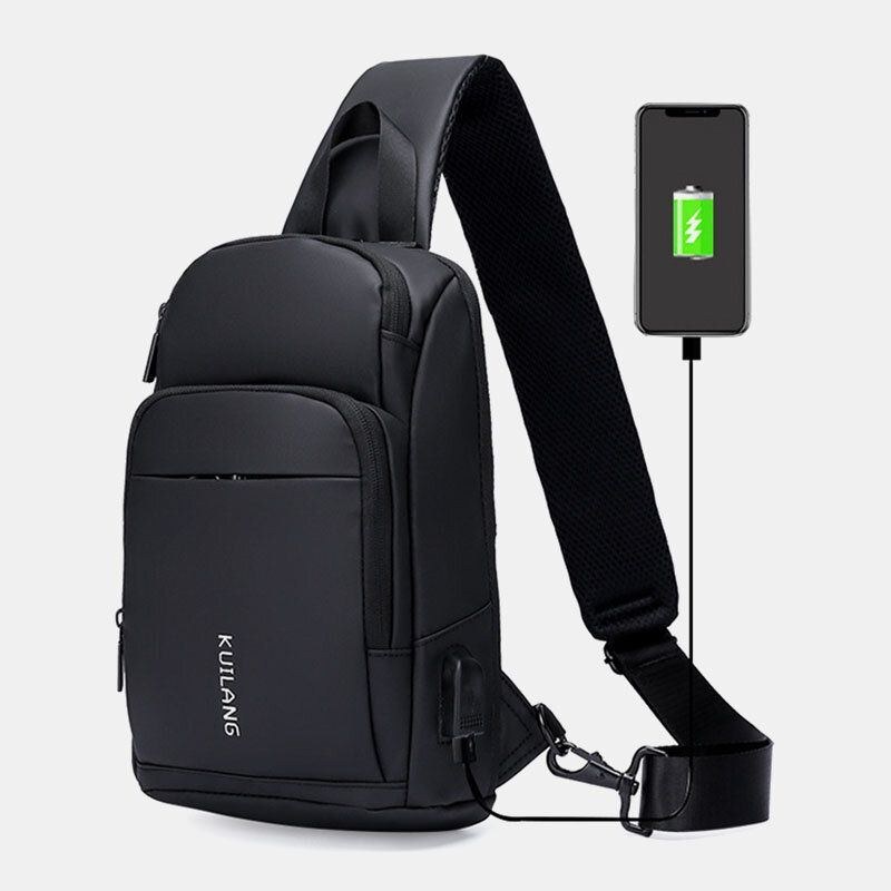 Herre Oxford Stor Kapacitet Usb-opladning Brysttaske Mode Casual Wild Bus Card Lommedesign Crossbody-taske Skuldertaske