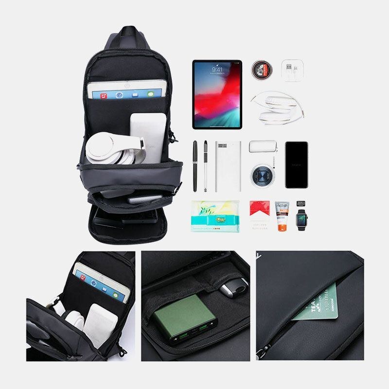 Herre Oxford Stor Kapacitet Usb-opladning Brysttaske Mode Casual Wild Bus Card Lommedesign Crossbody-taske Skuldertaske