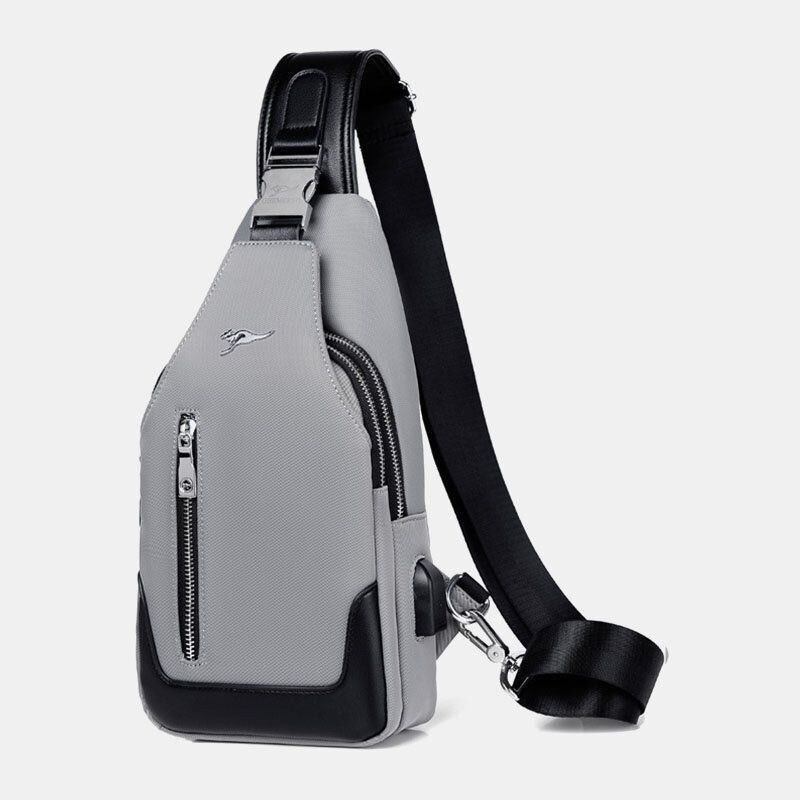 Herre Oxford Vandtæt Slidfast Multifunktions Brysttaske Usb-opladning Multi-pocket Crossbody Skuldertaske skoogtasker.com