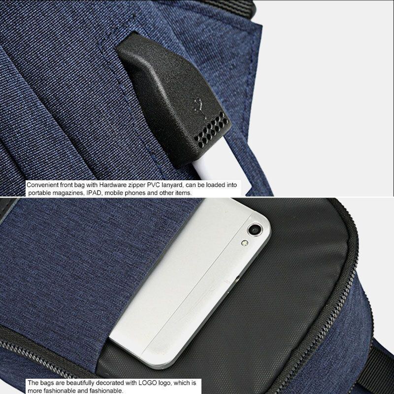 Herre Oxford Vandtæt Usb-opladningsbrysttaske Med Stor Kapacitet Messenger Crossbody-taske