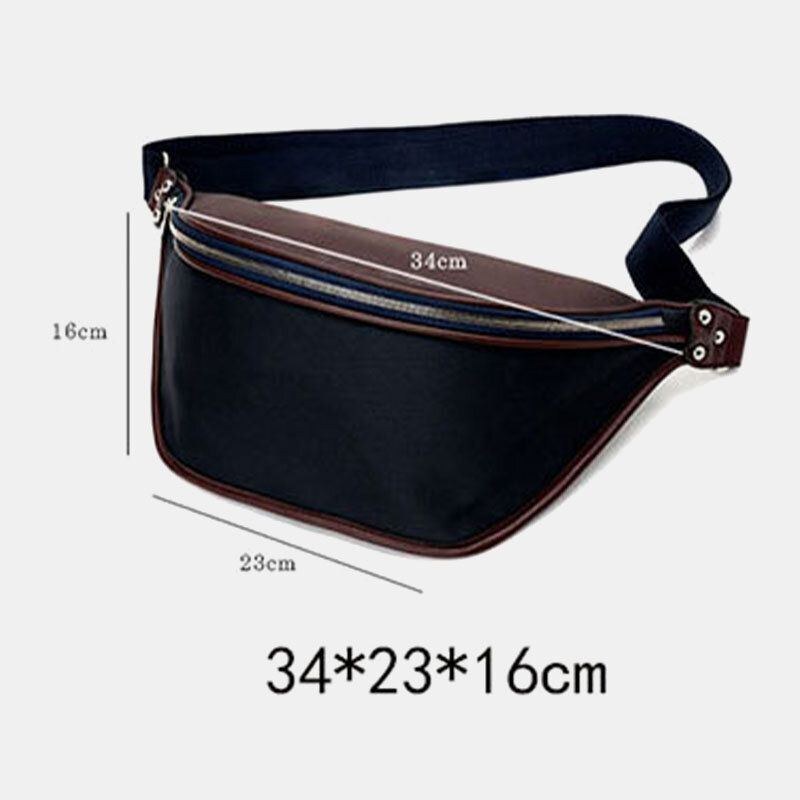 Herre Pu Læder Tofarvet Splejsning Sport Vintage Vandtæt Patchwork Crossbody Taske Brysttaske Skuldertaske