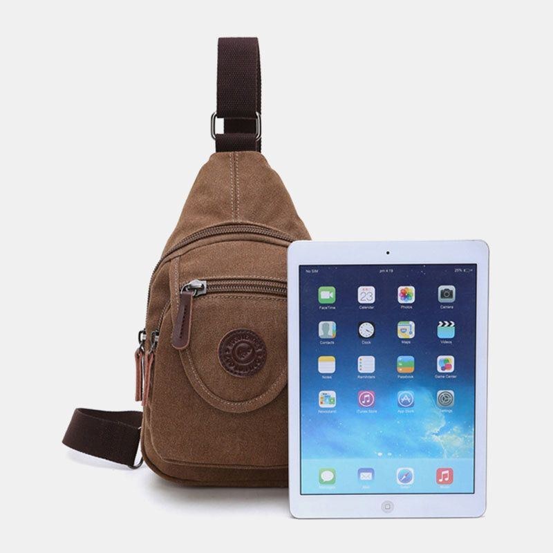 Herre Retro Canvas Brysttaske Med Høj Kapacitet Casual Wear Resisting Vandtæt Crossbody Bag Skuldertaske