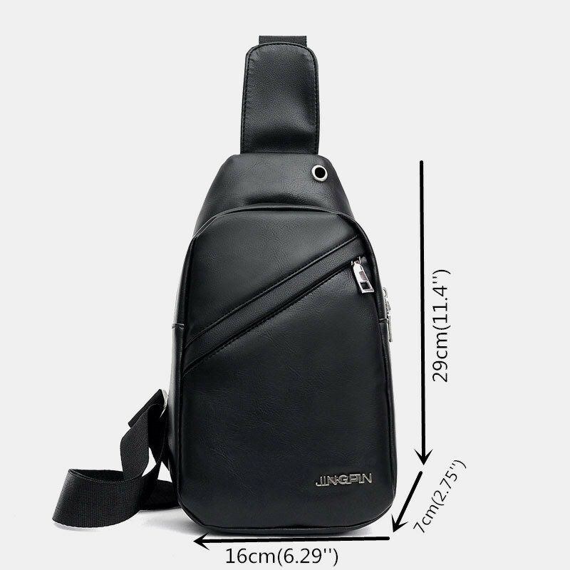 Herre Stor Kapacitet Øretelefon Hul Business Multi-pocket Crossbody Taske Bryst Taske Sling Bag