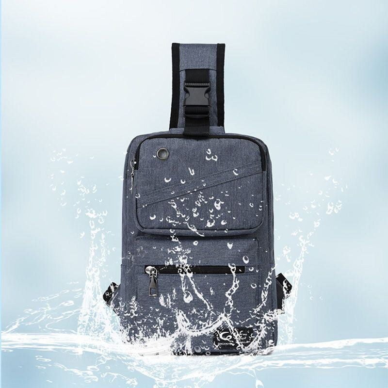 Herre Stor Kapacitet Usb Opladebart Hul Hovedtelefonhul Vandtætte Brysttasker Skuldertaske Crossbody Tasker