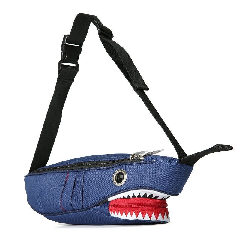 Herre Unisex Lærred Haj-form Multi-lomme Brysttaske Cartoon Casual Super Blød Stor Kapacitet Multifunktion Messenger Crossbody Tasker Skuldertaske