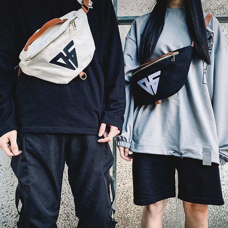 Herre Unisex Lærredspar Sporty Casual Skuldertaske Med Stor Kapacitet Brysttaske