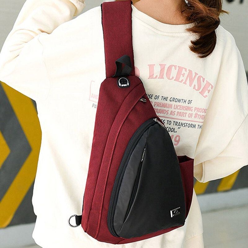 Herre Unisex Nylon Letvægts Kontrastfarve Afslappet Udendørs Rejser Multi-bære Skuldertaske Crossbody Taske Brysttaske