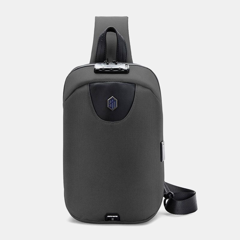 Herre Usb Opladning Tyverisikring Kodelås Brysttaske Multifunktion Stor Kapacitet Udendørs Rejse Crossbody Taske