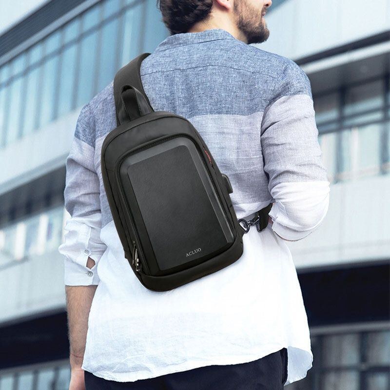 Herre Usb Opladning Vandtæt Brysttaske Casual Aftagelig Skulderrem Åndbar Crossbody Tasker Skuldertaske