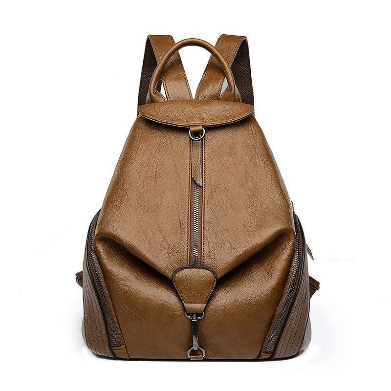 Dame Anti-tyveri Læder Rygsæk Kadell Fashion Dame Pung Anti Theft Taske Casual Rejse Rygsæk Shopping Daypack