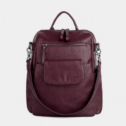Dame Ensfarvet Vandtæt Multi-bære Rygsæk Stor Kapacitet Ryg Tyverisikre Lomme Skuldertaske Crossbody Taske