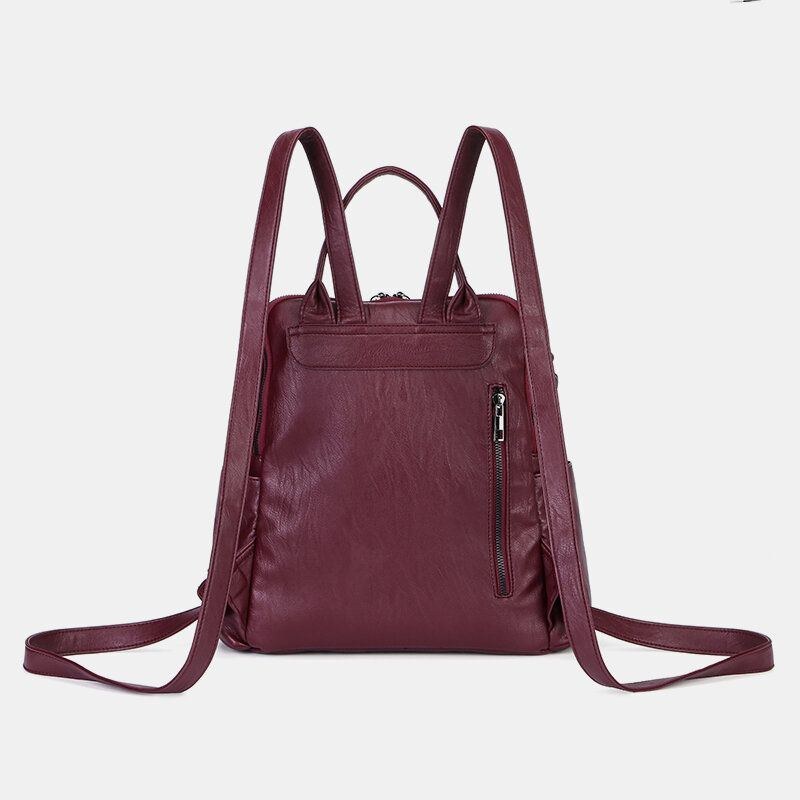 Dame Ensfarvet Vandtæt Multi-bære Rygsæk Stor Kapacitet Ryg Tyverisikre Lomme Skuldertaske Crossbody Taske