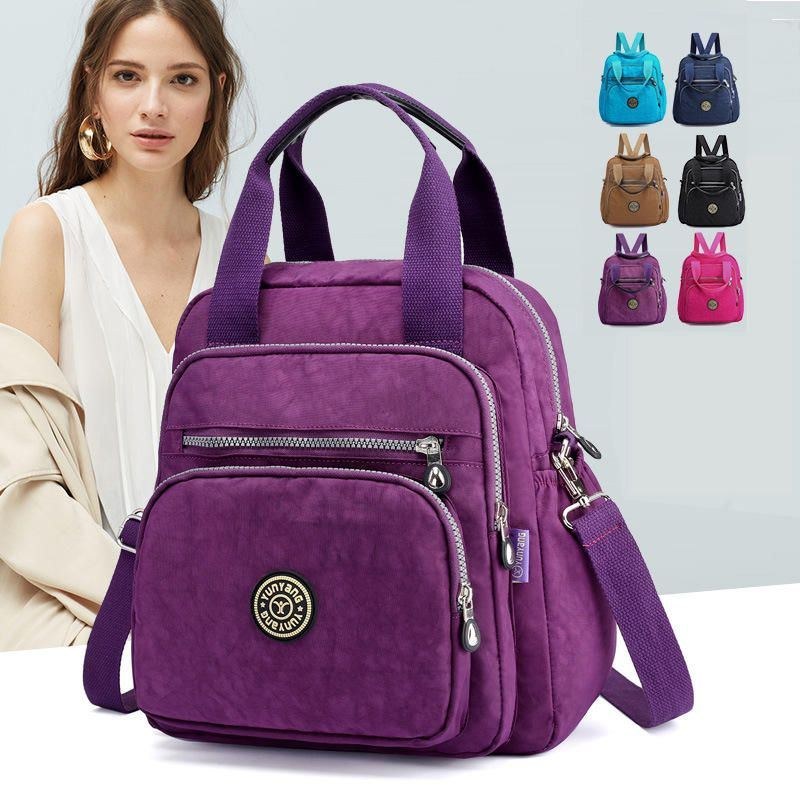 Dame Lady Nylon Elegant Stilfuld Multipurpose Rygsæk Rejseskuldertaske