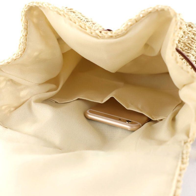 Dame Mori Series String Straw Bag Dual-use Woven Bag Retro Beach Bag Rygsæk