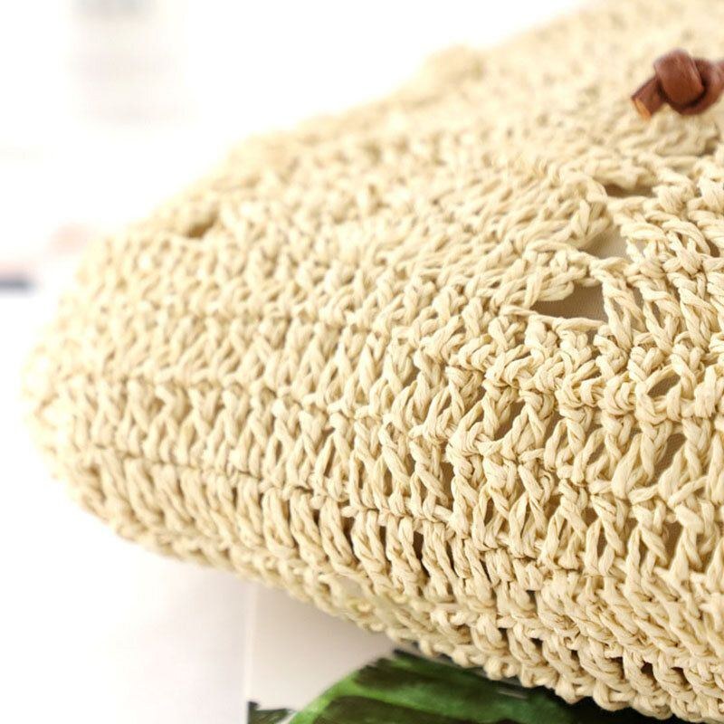 Dame Mori Series String Straw Bag Dual-use Woven Bag Retro Beach Bag Rygsæk