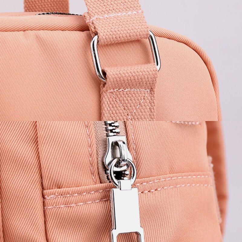 Dame Nylon Brev Broderi Mønster Usb Opladning Stor Kapacitet Rygsæk Computertaske