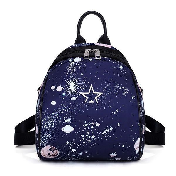 Dame Nylon Galaxy Mønster Letvægts Rygsæk