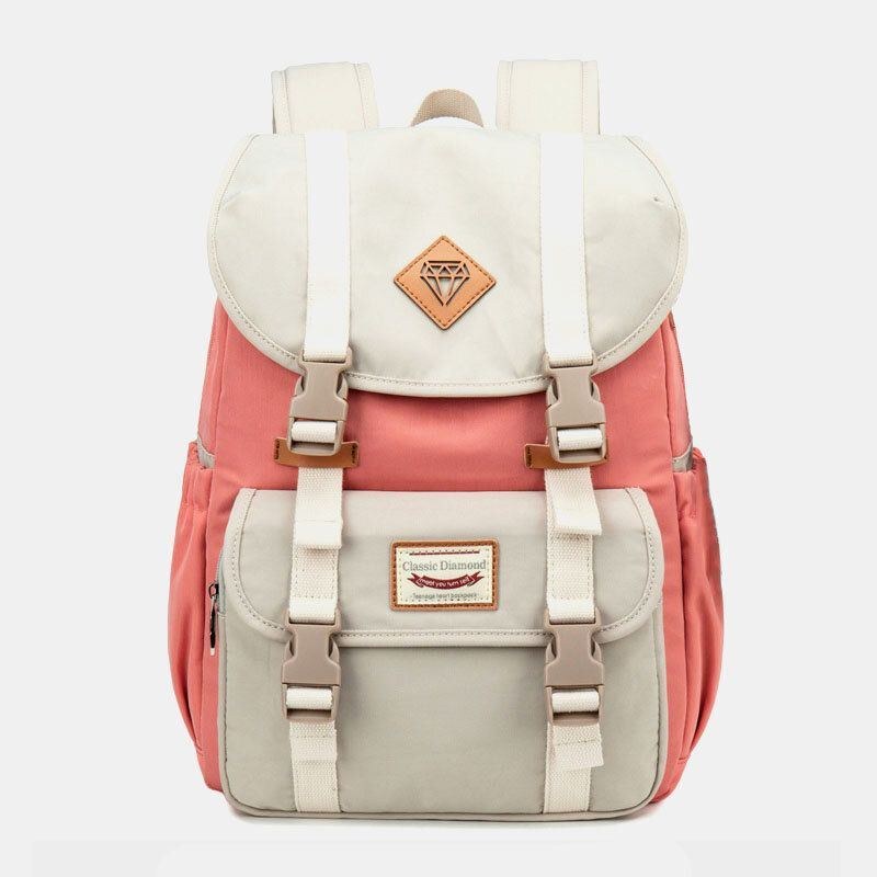 Dame Stor Kapacitet Canvas Multi-color Casual Patchwork Rygsæk Daglig Taske