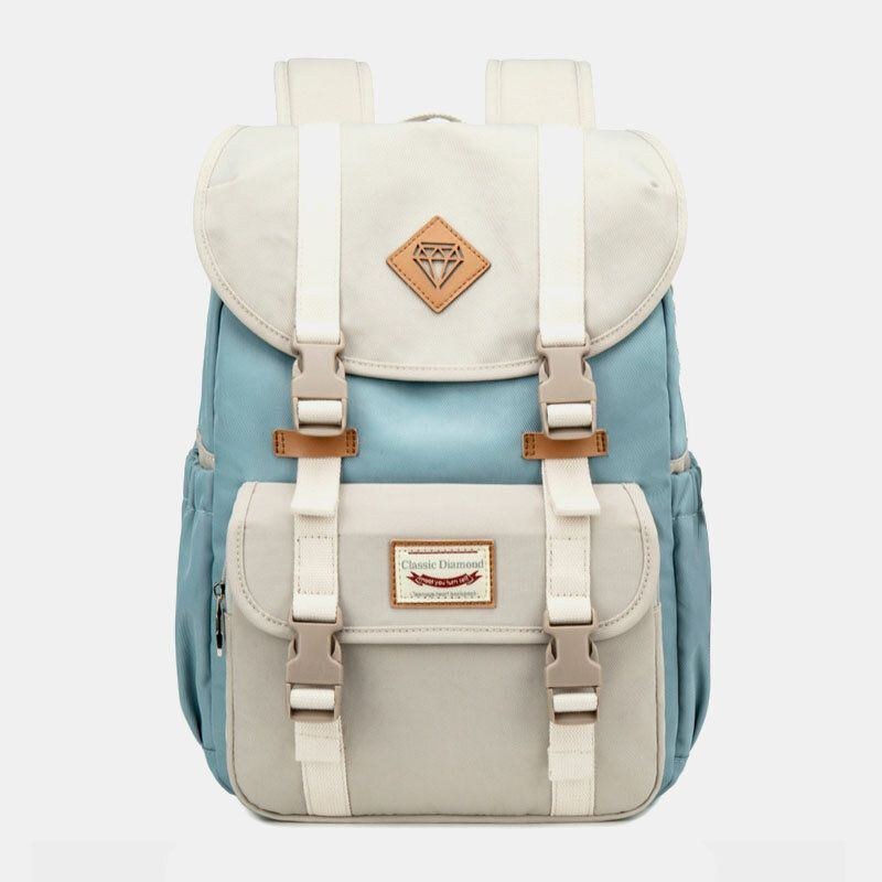 Dame Stor Kapacitet Canvas Multi-color Casual Patchwork Rygsæk Daglig Taske