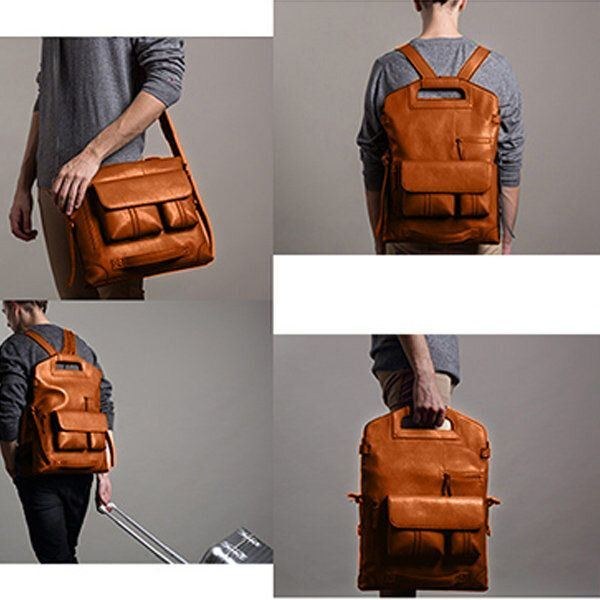 Håndtaske Til Mænd Casual Multifunktionsrygsæk Solid Crossbody-taske