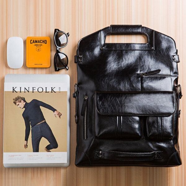Håndtaske Til Mænd Casual Multifunktionsrygsæk Solid Crossbody-taske