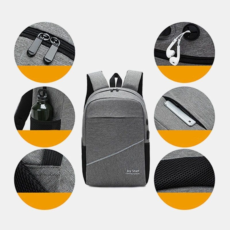 Herre 3 Stk Nylon Usb-opladning Slidfast Mode Casual Laptop-taske Rygsæk Crossbody-taske Clutch-taske