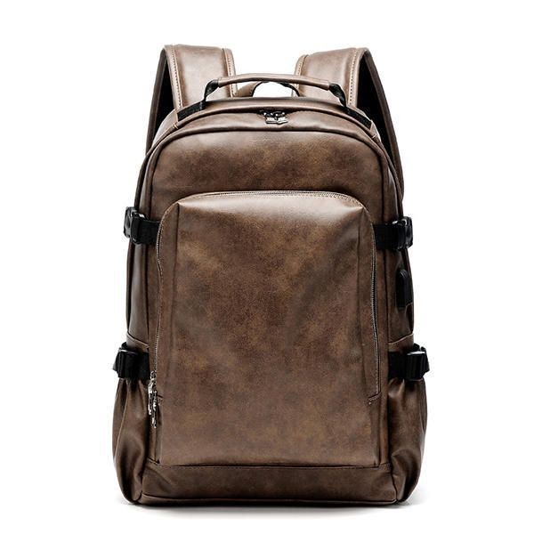 Herre Business Pu Læder Solid Rygsæk Casual Computertaske