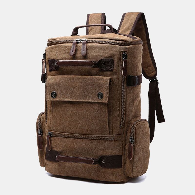 Herre Canvas Multi-lomme Multifunktions Laptop Med Stor Kapacitet Casual Rygsæk Rejsetaske