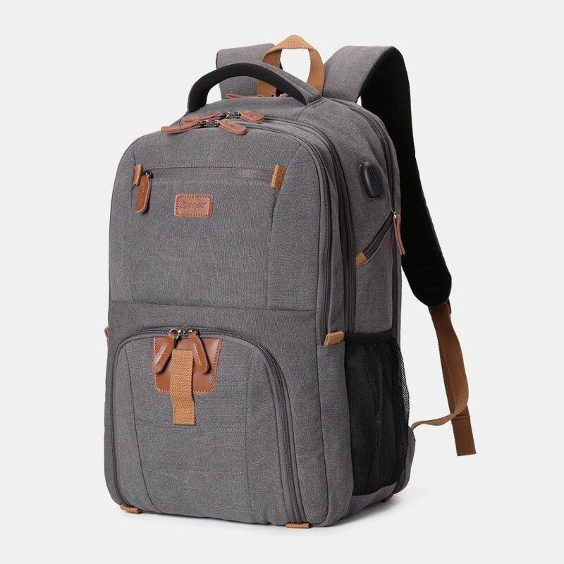 Herre Canvas Super Large Capacity Studenterygsæk Med Flere Rum Casual 17 Laptop Taske Rejsetaske