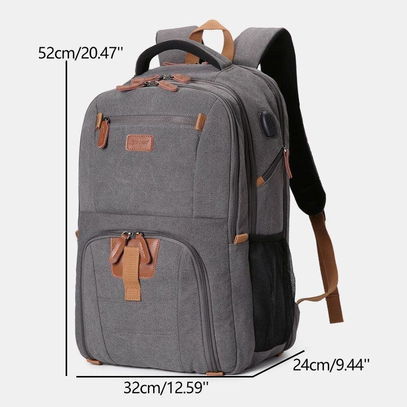 Herre Canvas Super Large Capacity Studenterygsæk Med Flere Rum Casual 17 Laptop Taske Rejsetaske