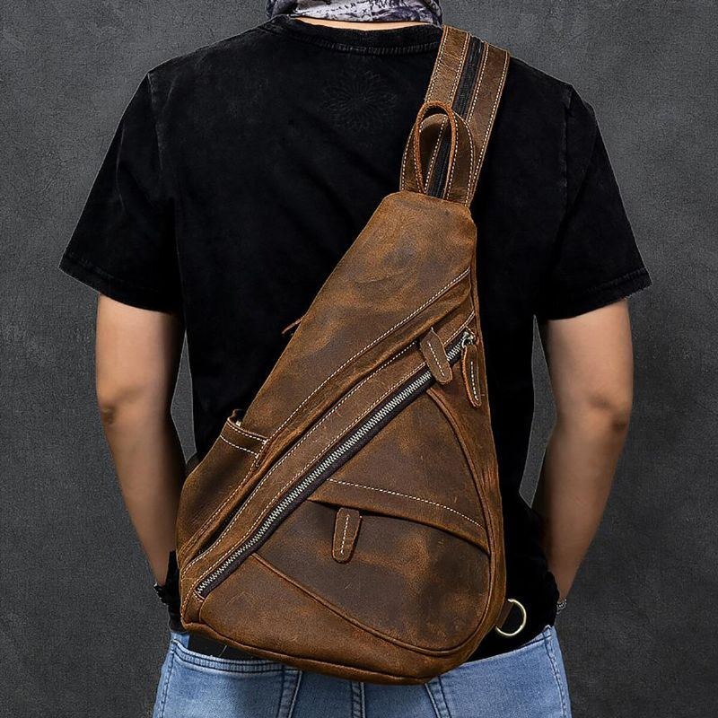 Herre Imiteret Læder Med Stor Kapacitet Multi-lommer Slidfast Blackpack Brysttaske Crossbody Taske