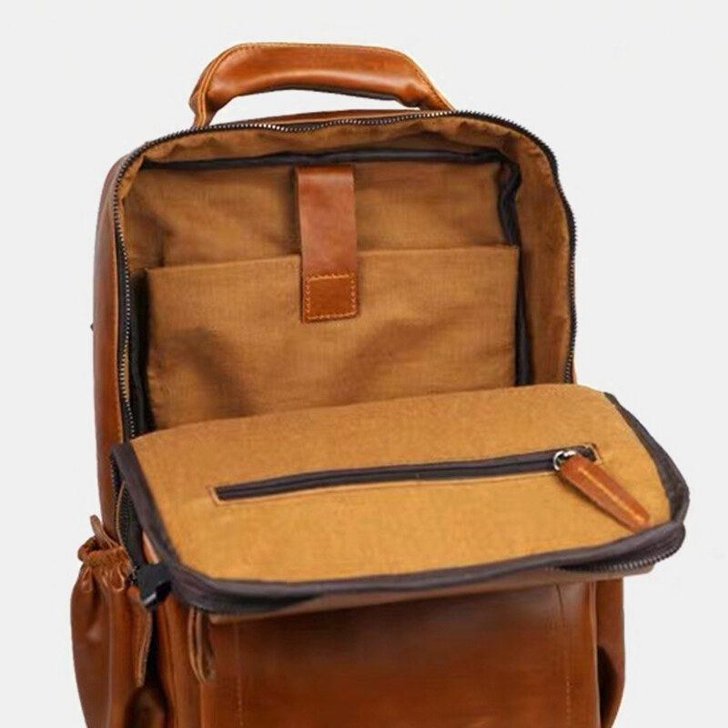 Herre Imiteret Læder Stor Kapacitet Casual Business Retro Fashion 13.3 Tommer Bærbar Taske Rygsæk