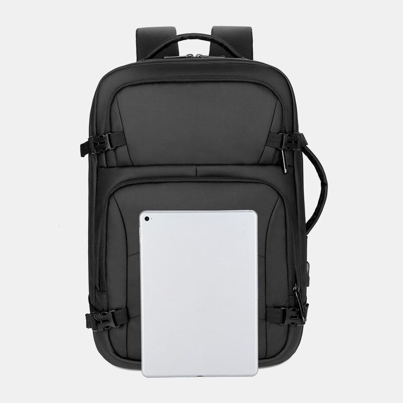 Herre Nylon Stor Kapacitet 14 Tommer Bærbar Taske Multi-lags Business Casual Rejserygsæk Med Usb-opladning