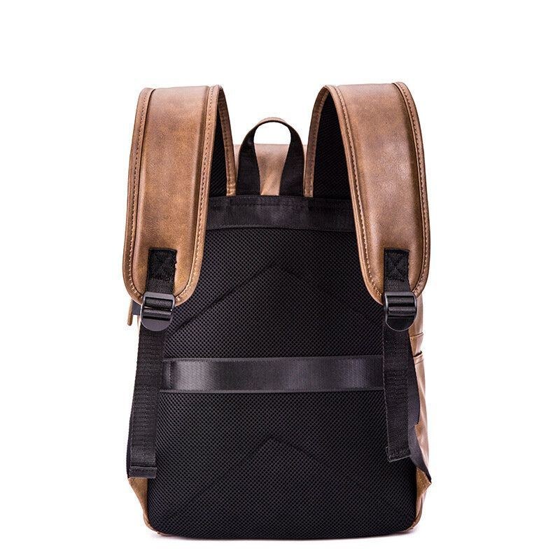 Herre Pu Læder Retro Business Casual Style Stor Kapacitet 14 Tommer Laptop Taske Student Skoletaske Rejserygsæk
