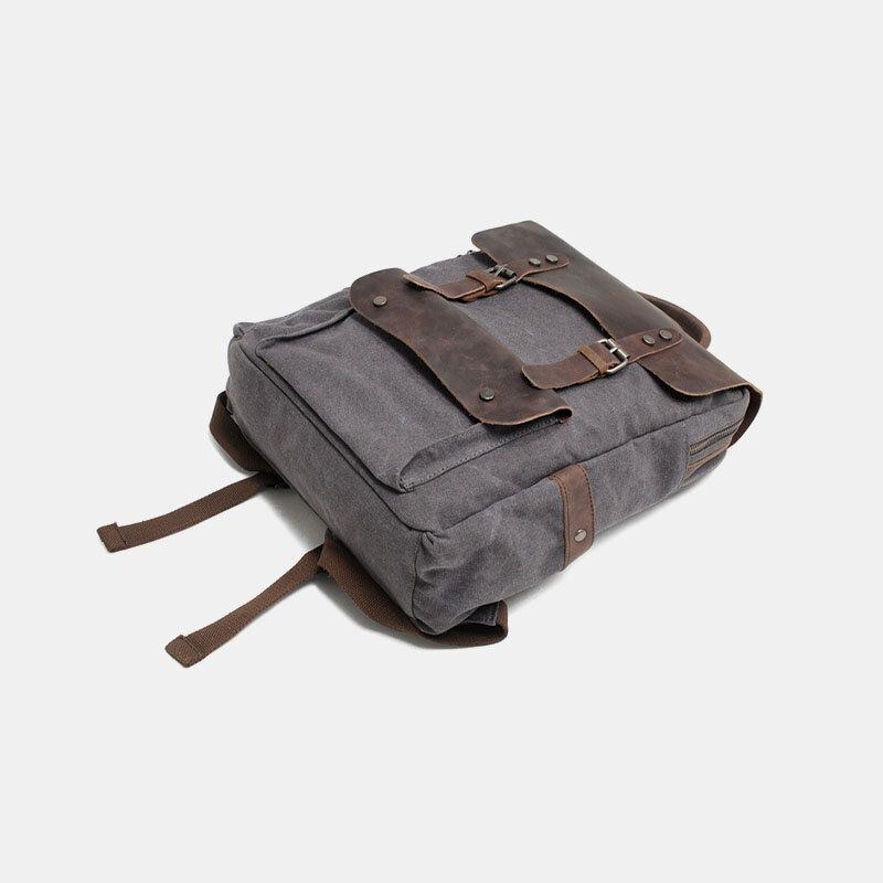 Herre Retro Vintage Multifunktion Canvas Læder Anti-tyveri Rygsæk